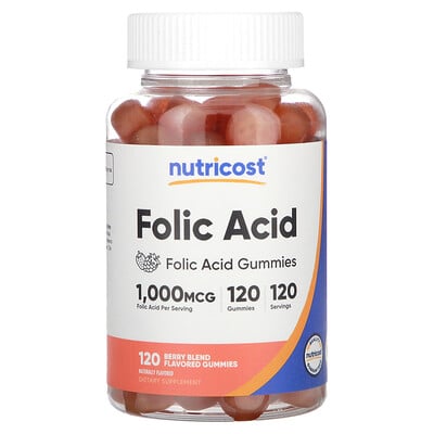 Folic Acid Gummies, Berry Blend, 1,000 Mcg, 120 Gummies