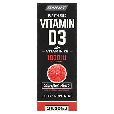 Plant Based Vitamin D3 With Vitamin K2, Grapefruit, 25 Mcg (1,000 Iu)