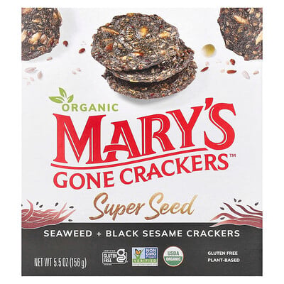 Organic Super Seed Crackers, Seaweed + Black Sesame