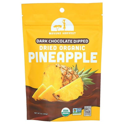 Dried Organic Pineapple, Dark Chocolate Dipped