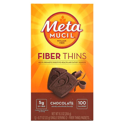 Fiber Thins, Chocolate, 12 Packets, 0.77 Oz (22 G)