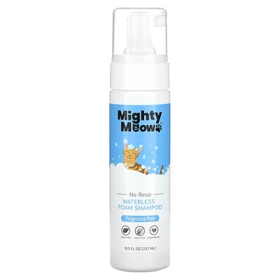 Mighty Meow, Waterless Foam Shampoo, For Cats, Fragrance Free