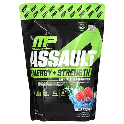 Assault Energy + Strength, Pre-workout, Blue Raspberry