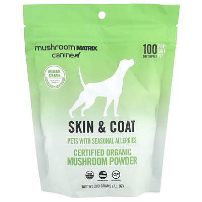 Skin & Coat, Certified Organic Mushroom Powder, For Cats And Dogs