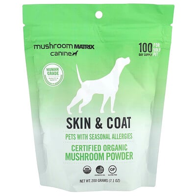 Skin & Coat, Certified Organic Mushroom Powder, For Cats And Dogs