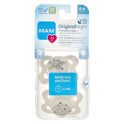 Original Night, Pacifier, 0-6 Months, 2 Count
