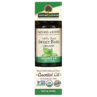 100% Pure Organic Essential Oil, Sweet Basil