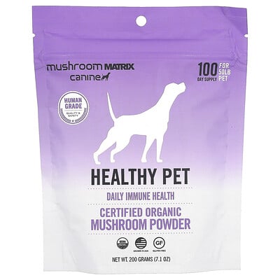 Healthy Pet, Certified Organic Mushroom Powder, For 50 Lb Pet, For Dogs And Cats