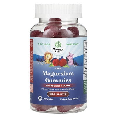 Kids Magnesium Gummies, Raspberry, 90 Gummies