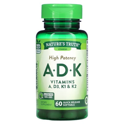 High Potency A, D, K, 60 Quick Release Softgels
