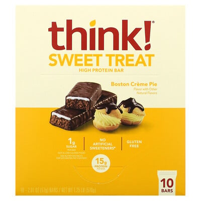 Sweet Treat, High Protein Bar, Boston Creme Pie, 10 Bars