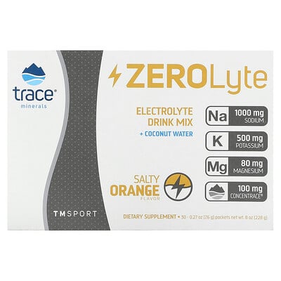 Tm Sport, Zerolyte, Electrolyte Drink Mix, Salty Orange, 30 Packets, 0.27 Oz (7.6 G)