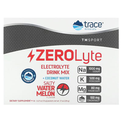 Tm Sport, Zerolyte, Electrolyte Drink Mix, Salty Watermelon, 30 Packets, 0.27 Oz (7.3 G)