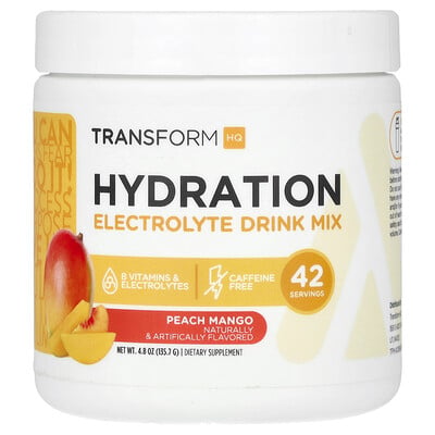 Hydration, Electrolyte Drink Mix, Caffeine Free, Peach Mango