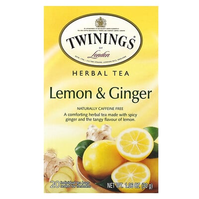 Herbal Tea, Lemon & Ginger, Caffeine Free, 20 Tea Bags