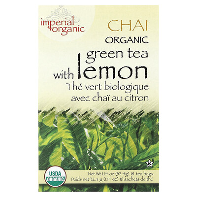 Imperial Organic, Green Tea With Lemon Chai, 18 Tea Bags