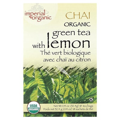 Imperial Organic, Green Tea With Lemon Chai, 18 Tea Bags