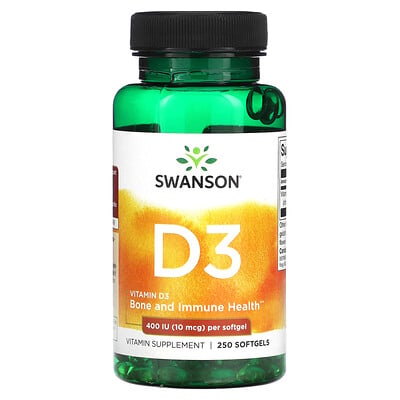 Vitamin D3, 400 Iu (10 Mcg), 250 Softgels