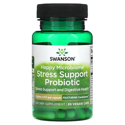 Happy Microbiome Stress Support Probiotic, 3 Billion Cfu, 30 Veggie Caps