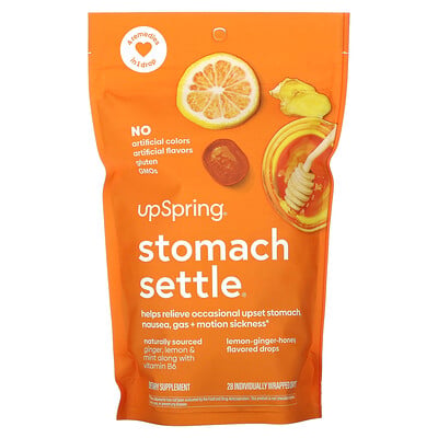 Stomach Settle Drops, Lemon-ginger-honey, 28 Individually Wrapped Drops