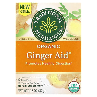 Organic Ginger Aid, Caffeine Free, 16 Wrapped Tea Bags