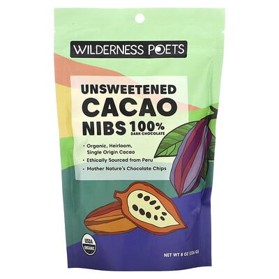 Organic Unsweetened Cacao Nibs, Dark Chocolate
