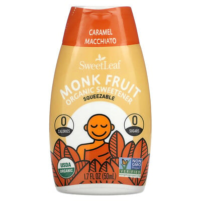 Sweetleaf, Monk Fruit Organic Sweetener Squeezable, Caramel Macchiato