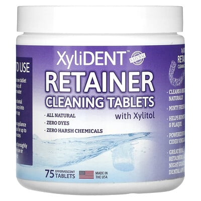 Retaining Cleaning Tablets With Xylitol , 75 Effervescent Tablets