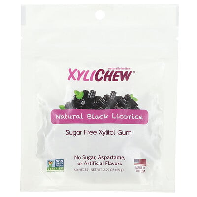 Xylichew, Natural Black Licorice, 50 Pieces