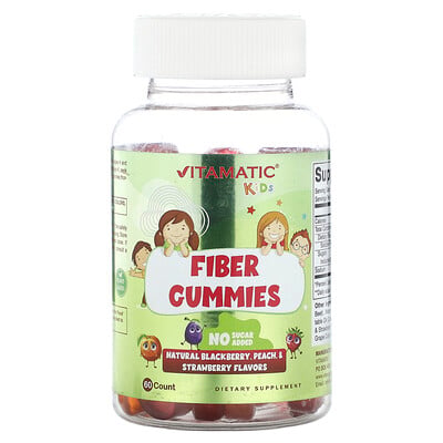 Kids Fiber Gummies, Natural Blackberry, Peach & Strawberry Flavors, 60 Gummies