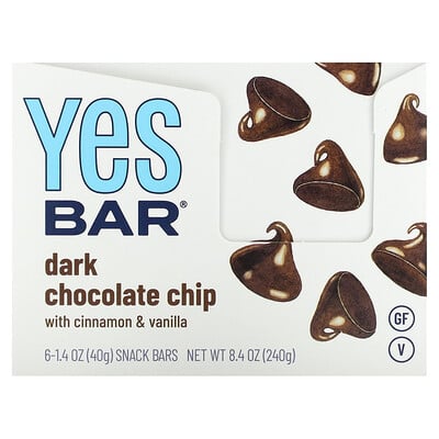 Snack Bar, Dark Chocolate Chip, 6 Bars, 1.4 Oz (40 G)