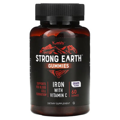 Strong Earth Gummies, Iron With Vitamin C, Grape, 60 Gummies