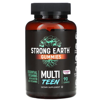 Strong Earth Gummies, Multi Teen, Raspberry, 90 Gummies