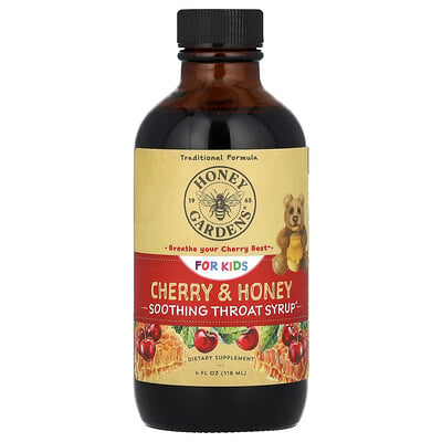 For Kids, Soothing Throat Syrup, Cherry & Honey