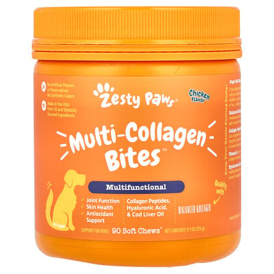 Multi-collagen Bites™, Multifunctional, For Dogs, All Ages, Chicken, 90 Soft Chews