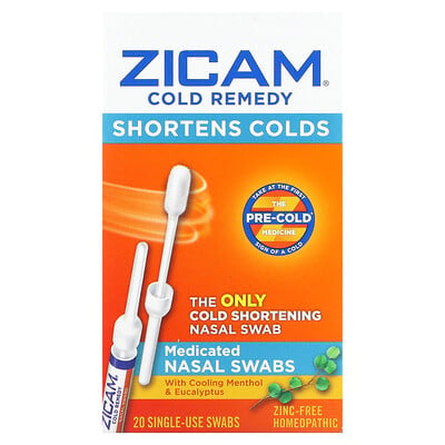 Cold Remedy, Medicated Nasal Swabs, 20 Single-use Swabs