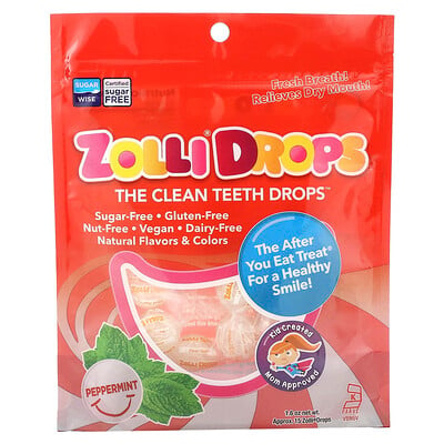 Zolli Drops, The Clean Teeth Drops, Peppermint, Approx. 15 Zolli Drops