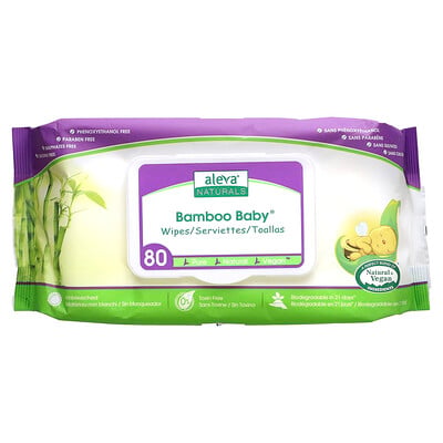 Bamboo Baby Wipes, 80 Wipes
