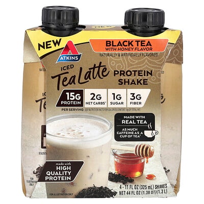 Iced Tea Latte Protein Shake, Black Tea With Honey, 4 Shakes, Each