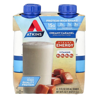 Protein-rich Shake, Creamy Caramel, 4 Shakes, Each