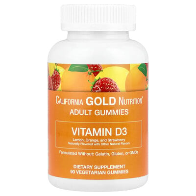 Vitamin D3 Gummies, Lemon, Orange, And Strawberry, 2,000 Iu, 90 Vegetarian Gummies