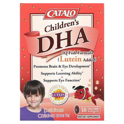 Children's Dha Iq Fish Formula, Lutein Added, Strawberry, 50 Chewable Softgels