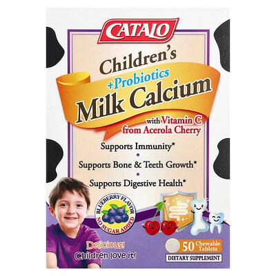 Children's Milk Calcium + Probiotics With Vitamin C , 50 Chewable Tablets