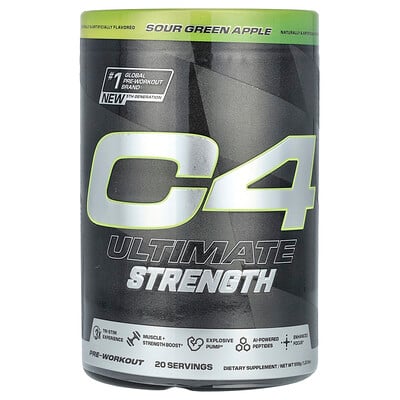 C4 Ultimate Strength, Pre-workout, Sour Green Apple, 1.23 Lbs