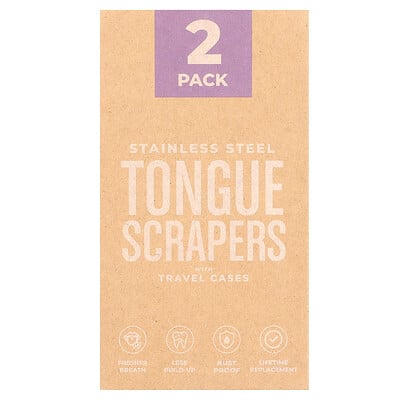 Stainless Steel Tongue Scrapers With Travel Cases, 2 Count
