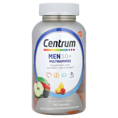 Men 50+ Multigummies, Assorted Natural Fruit, 140 Gummies