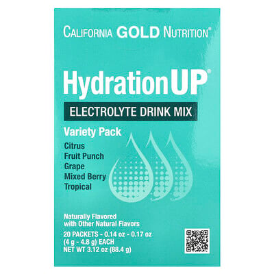 Hydrationup®, Electrolyte Drink Mix, Variety Pack, 20 Packets, - Each