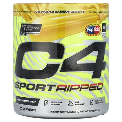 C4 Sport Ripped, Pre-workout, Popsicle®, Hawaiian Pineapple