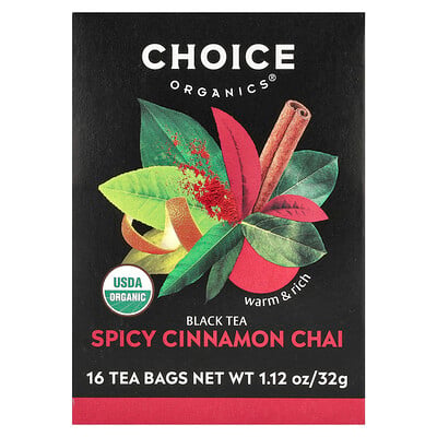Black Tea, Spicy Cinnamon Chai, 16 Tea Bags