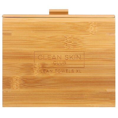 Luxe Bamboo Box, Clean Towels Xl, Container With Cover , 50 Count